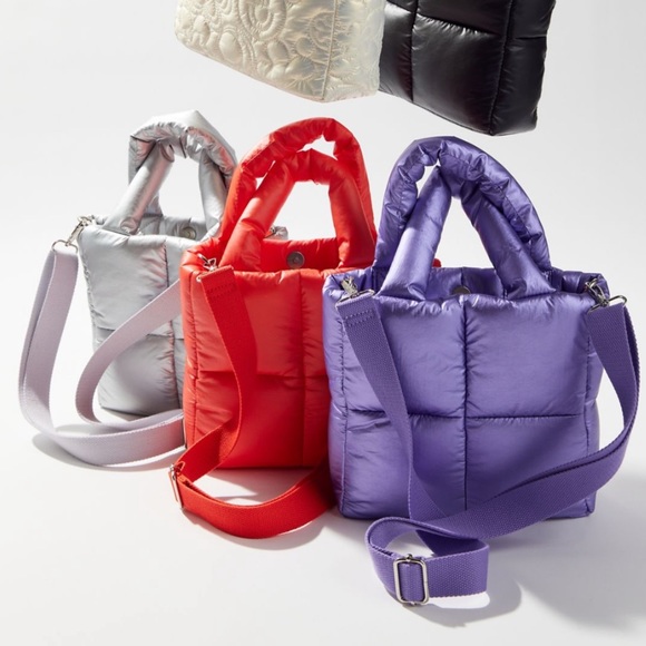 NWT UO Puffer Quilted Tote Crossbody Bag Y2K 90s Coral - Picture 3 of 4